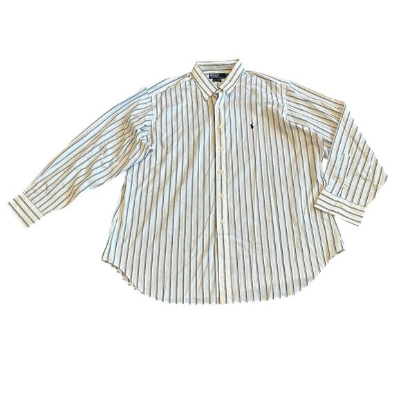 Polo by Ralph Lauren Andrew Stripe Long Sleeve Button-Down Dress Shirt Size 18 - Picture 1 of 12